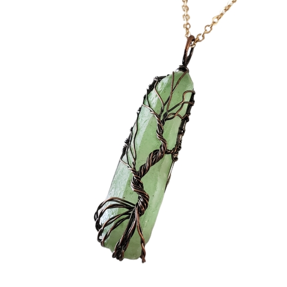 Jewelry - Tree of Life Wire-Wrapped genuine quartz crystal necklace